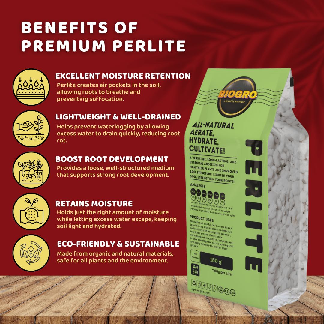 BIOGRO Premium Organic Perlite – natural soil aeration and drainage booster for plants