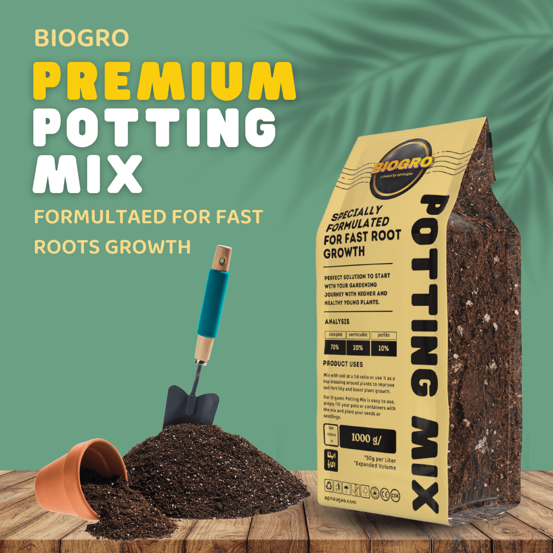 BIOGRO Premium Organic Potting Mix 1 kg bag – eco-friendly soil blend for pots and home gardening