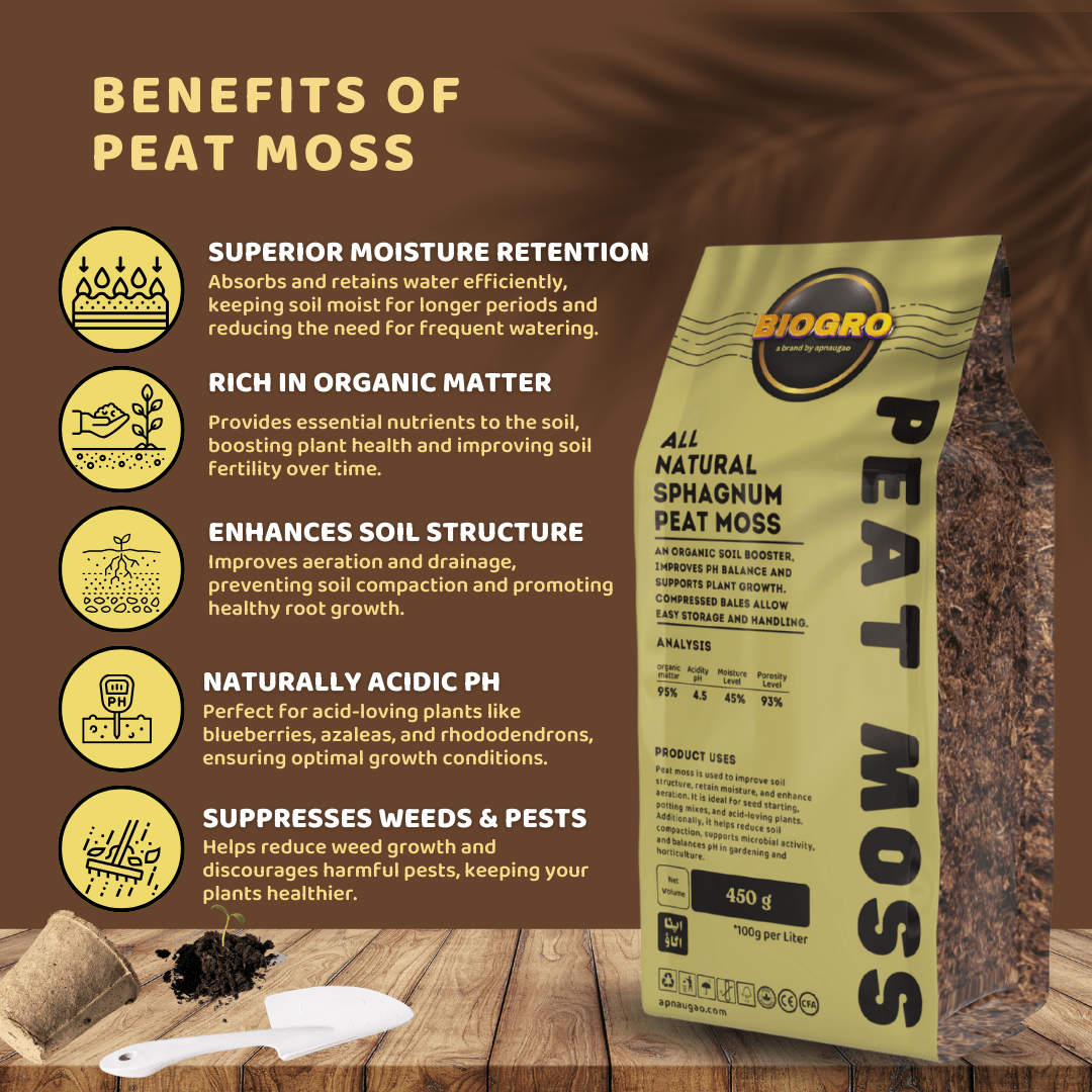 BIOGRO Premium Peat Moss 4.5L pack – natural seedling media for home gardening and nurseries