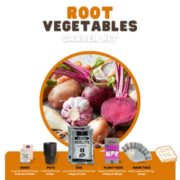 9 Root Vegetables Home Gardening Kit. DIY Easy to grow.