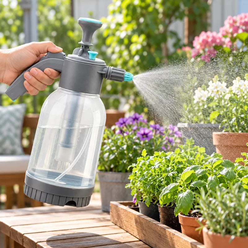 2L Manual Pump Garden Spray Bottle – Transparent