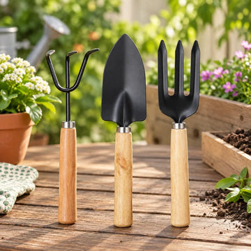 Gardening Tool Set with Wooden Handles – Shovel, Rake & Spade