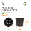 Pack of 12 - 3 inches flexible pots for seasonal seeds and plants