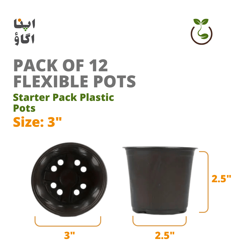 Pack of 12 - 3 inches flexible pots for seasonal seeds and plants