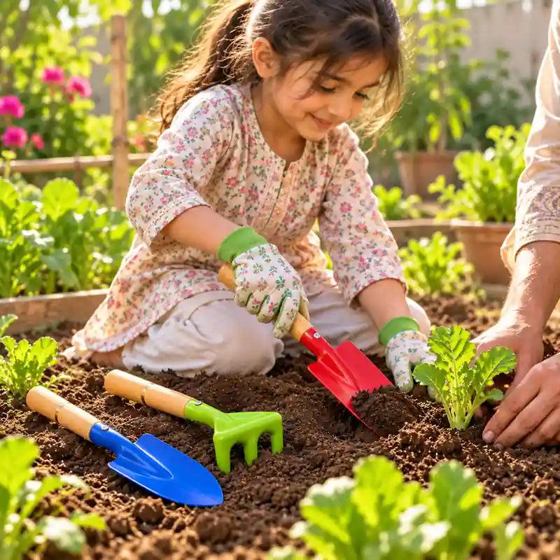 Kids Gardening Tool Set – 3-Piece Trowel, Shovel & Rake