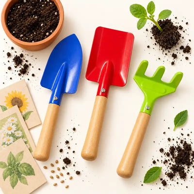Kids Gardening Tool Set – 3-Piece Trowel, Shovel & Rake
