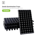 Black seeds germination trays with drainage holes on a white background