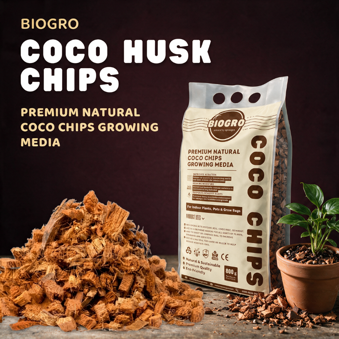 Coco chips used in gardening for drainage, aeration, and moisture retention