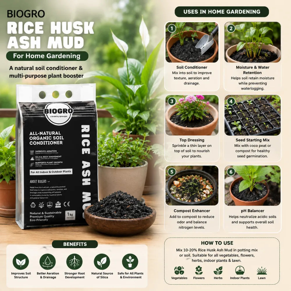 BIOGRO RICE HUSK ASH MUD and ALL NATURAL ORGANIC SOIL - apnaugao
