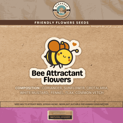 Honey Bee Natural Attractant Flower Seeds Mix – 7-variety pollinator blend with coriander, sunflower, crotalaria, mustard, fennel, flax and vetch for Pakistan home gardens