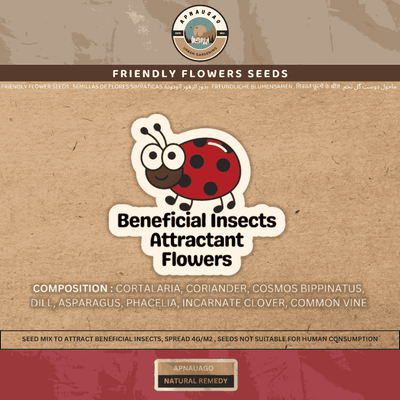 Insect-Friendly Flower Mix – 8-species pollinator blend with crotalaria, coriander, cosmos, dill, asparagus, phacelia, clover and vetch for natural pest control in Pakistan