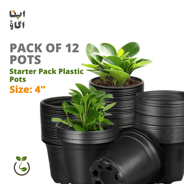 Black Plastic Pots 4" Set of 12 Pieces - Apnaugao
