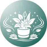 Potted plant with 'Stress Reducing Plants' text on a green and white background