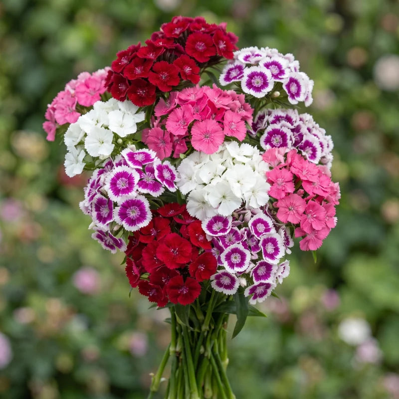 Dianthus Sweet Series cut flower bouquet grown from seed
