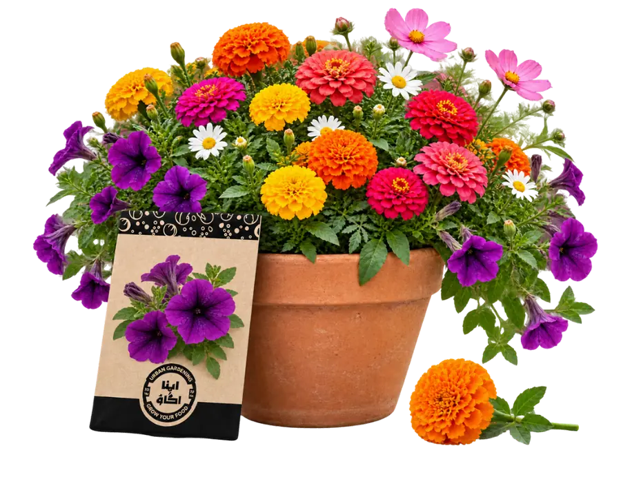 Flower seeds growing in a pot – seasonal flower seeds Pakistan | Apnaugao