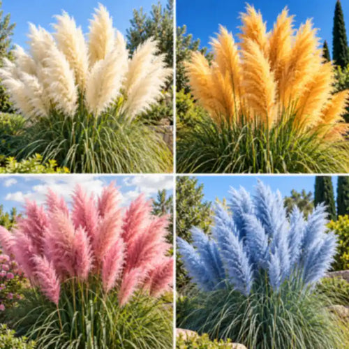 Mixed Pampas Grass Seed Blend – Golden, Blue, Pink & White Plumes