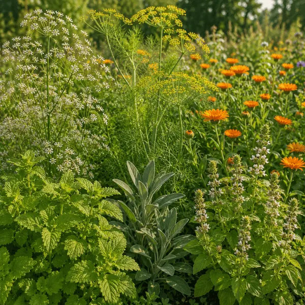 Mosquito Natural Repellent Flower Seeds Mix – 6-variety aromatic blend with anise, fennel, lemon balm, sage, calendula and lemon basil for chemical-free mosquito control in Pakistan
