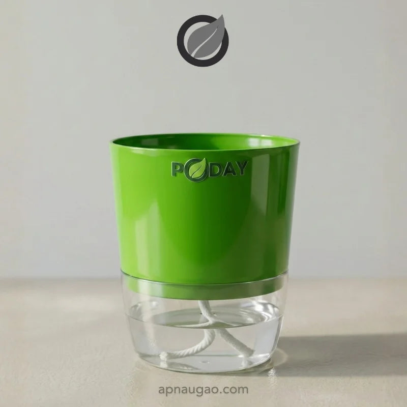apnaugao self watering pots green color