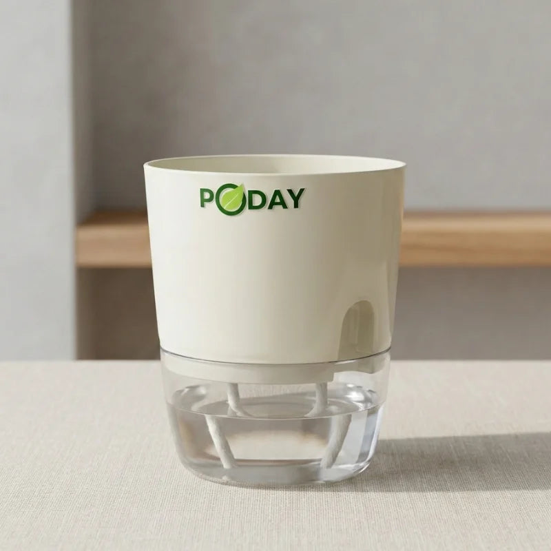 apnaugao self watering pots white color