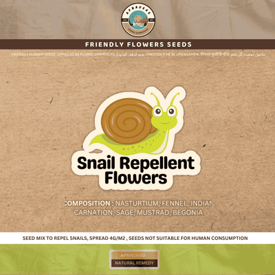 Snail Natural Repellent Flower Seeds Mix – 6-variety blend with nasturtium, fennel, marigold tagetes, sage, mustard and begonia for natural snail control in Pakistan home gardens