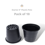 Black Plastic Pots 4" Set of 10 Pieces