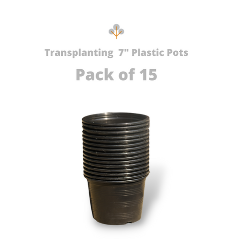 Black Plastic Pots 7" Set of 15 Pieces