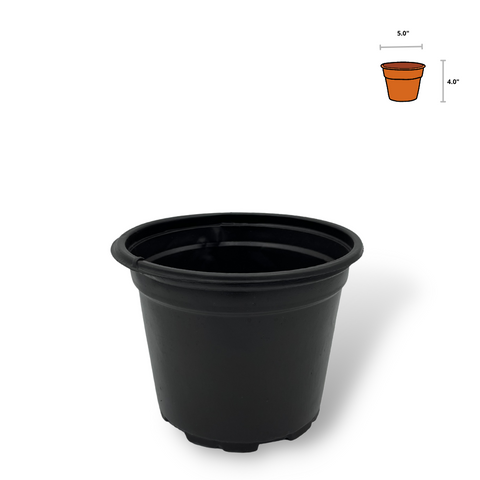 Black Flexible Plastic Pots 5"